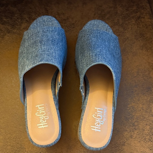 Corkys Denim Open-Toe Platform Heels - Picture 3 of 6